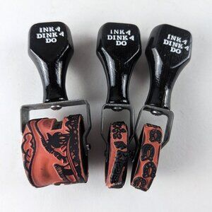 Vintage 90s Inkadinkado 3pk Roller Stamp Lot